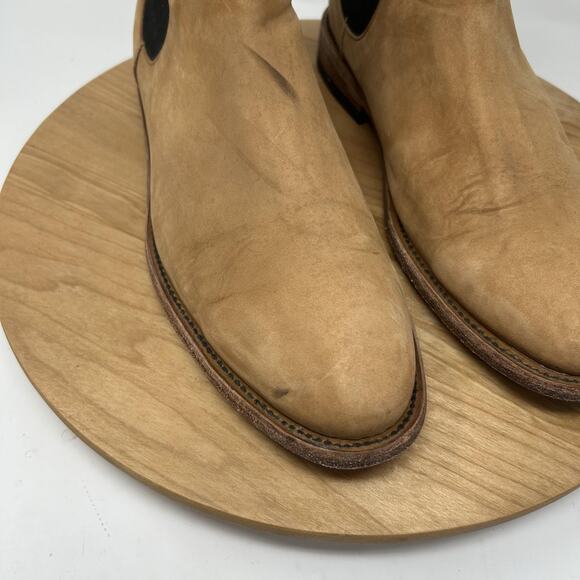 Nisolo Boots Mens 9 Marco Everyday Chelsea Tan Suede Leather Pull On Minimalist - Picture 4 of 13